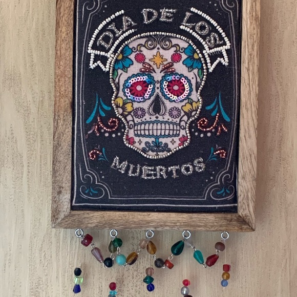 Day Of The Dead Skull Dia De Los Muertos Beaded Halloween Hanging Wall Art - Picture 7 of 17